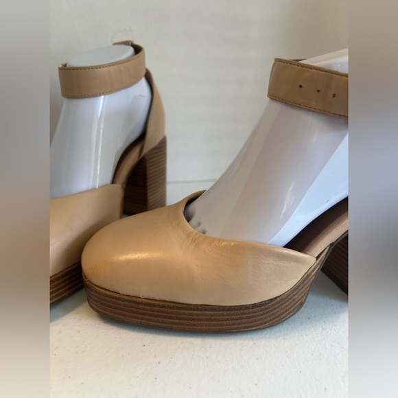 Seychelles Gleaming Leather Platform Mary Jane block Heels Square toe Nude 9 - Picture 5 of 14